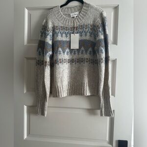Heartloom Beige and Blue Patterned Sweater